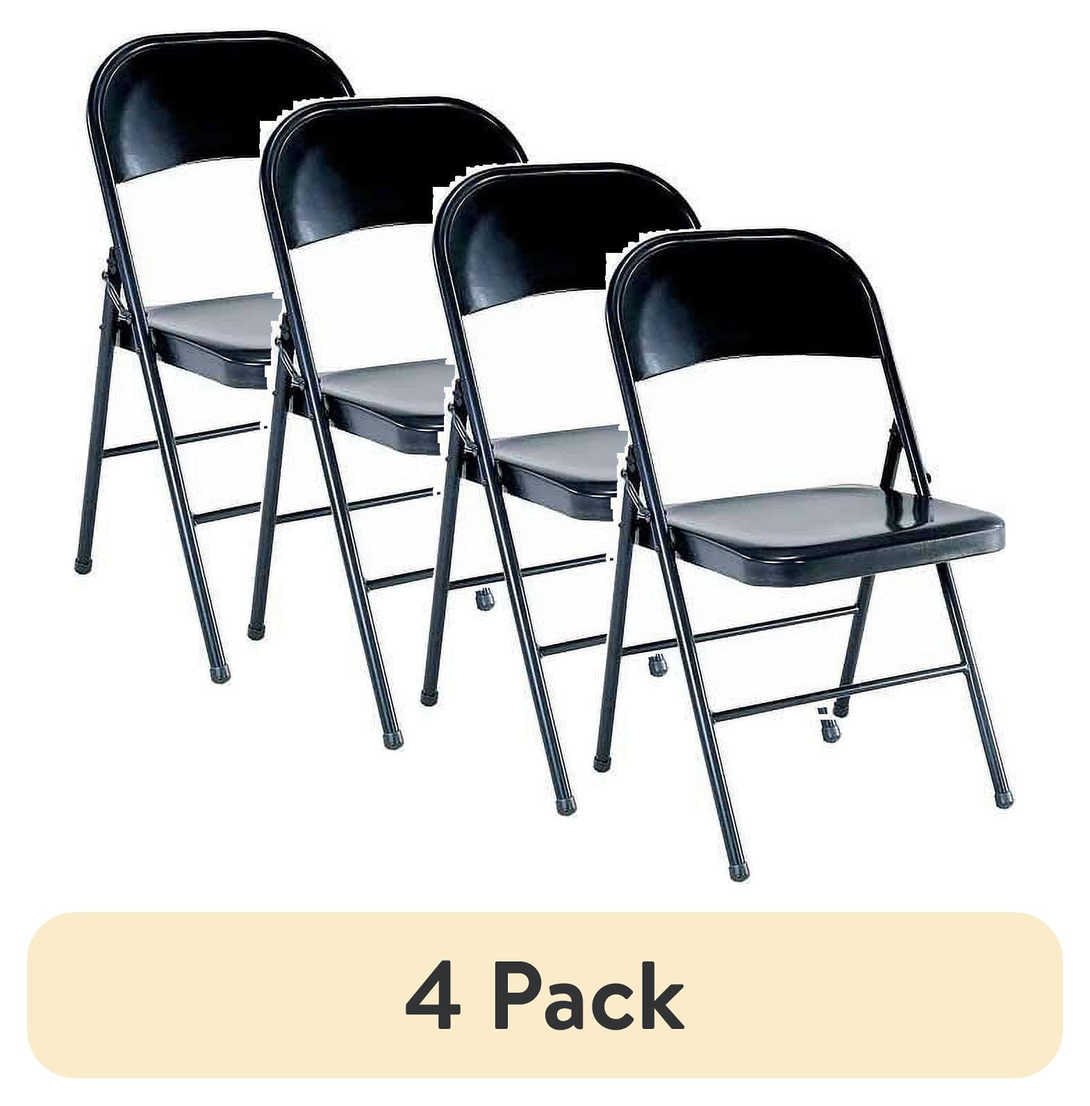 Mainstays All Steel Metal Folding Chair Double Braced Black Walmart
