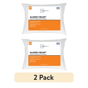 Mainstays Allergy Relief Bed Pillows, Standard/Queen - Firm Support, Back and Side Sleeper (2 Count)