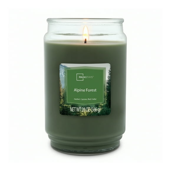 Mainstays Single-Wick Scented Glass Jar Candle, Alpine Forest, 20oz.