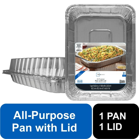 Mainstays 16.63" x 11.88" Aluminum All-Purpose Baking Pan with Lid, 1 Count