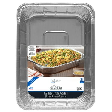 Mainstays 16.63" x 11.88" 9qt Take-Out Aluminum All-Purpose Baking Pan with Lid (1 Count)