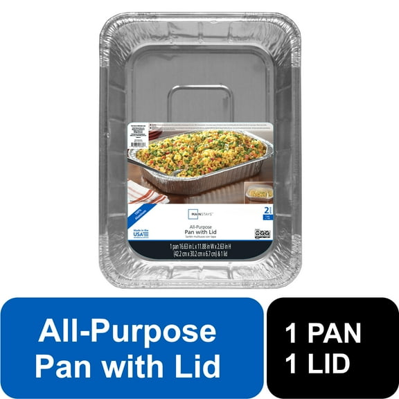 Mainstays 16.63" x 11.88" Aluminum All-Purpose Baking Pan with Lid, 1 Count