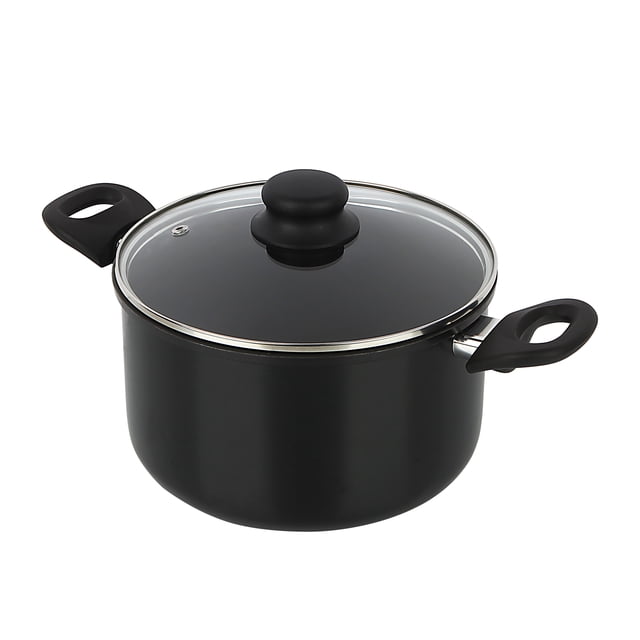 Mainstays 5 qt Aluminum Nonstick Dutch Oven with Glass Lid, Black