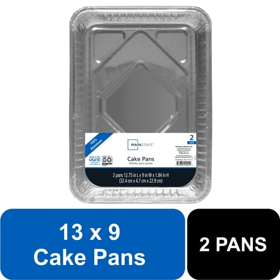 Mainstays 13" x 9" Aluminum Foil Cake Pans, 2 Count