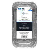Mainstays Aluminum Foil 2 lb. Loaf Pans, 3 Count Disposable for Easy Cleaning