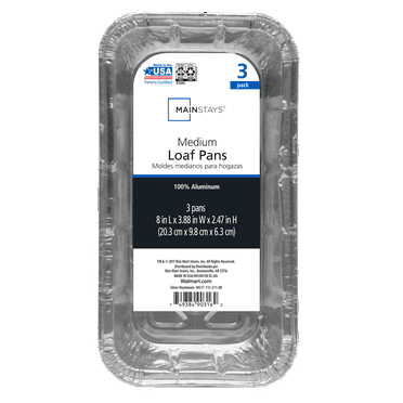 Mainstays Aluminum Foil 2 lb. Loaf Pans, 3 Count Disposable for Easy Cleaning