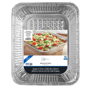 Mainstays Aluminum Foil Rectangular Multi-Use Half Steam Pan Set, 10 Count 11.73" x 9.28" x 2.56"