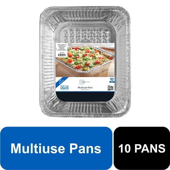 Mainstays Aluminum Full Steam Pan, 19.5" x 11.6", Giant Disposable Catering Pan, 10 Count