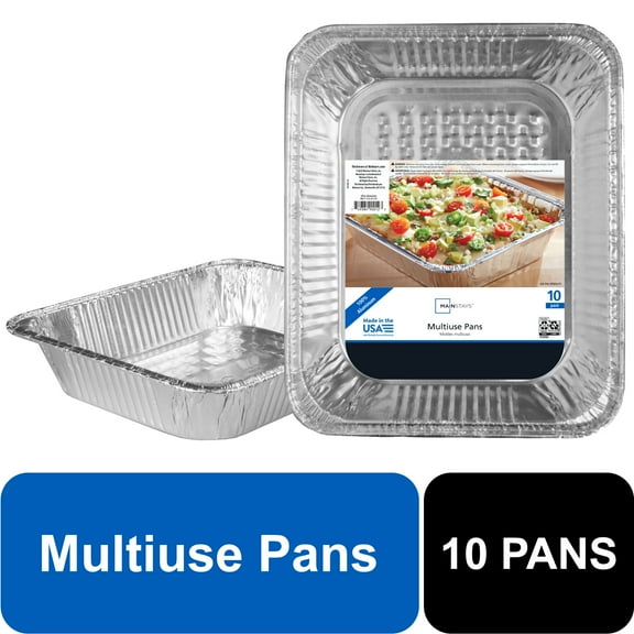 Mainstays Aluminum Full Steam Pan, 19.5" x 11.6", Giant Disposable Catering Pan, 10 Count