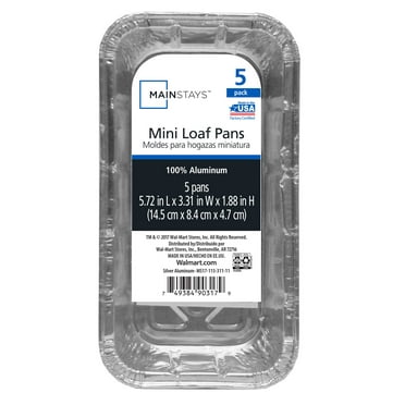 Mainstays Aluminum Mini Loaf Pans, 5 Count Disposable for Easy Cleaning 5.72" x 3.31" x 1.88"