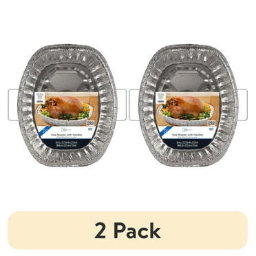 (2 pack) Mainstays Aluminum Oval Roaster with Handles 16" x 13.13" x 3.13" 1 Count per package.