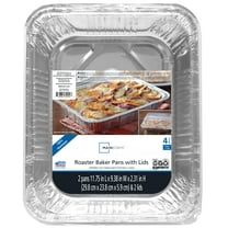Mainstays Aluminum Roaster & Baker Pans with Lid, 2 Count 11.75" x 9.38" x 2.31"