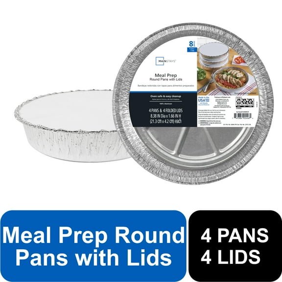 Mainstays 9" Aluminum Round Cake Pans with Folded Lids, 4 Count,