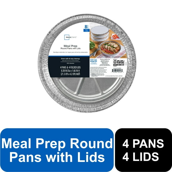 Mainstays 9" Aluminum Round Cake Pans with Folded Lids, 4 Count,