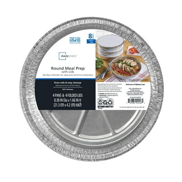 Mainstays Aluminum Small Round Cake Storage with Folded Lids, 9 x 9 x 2 inch, 4 Count.