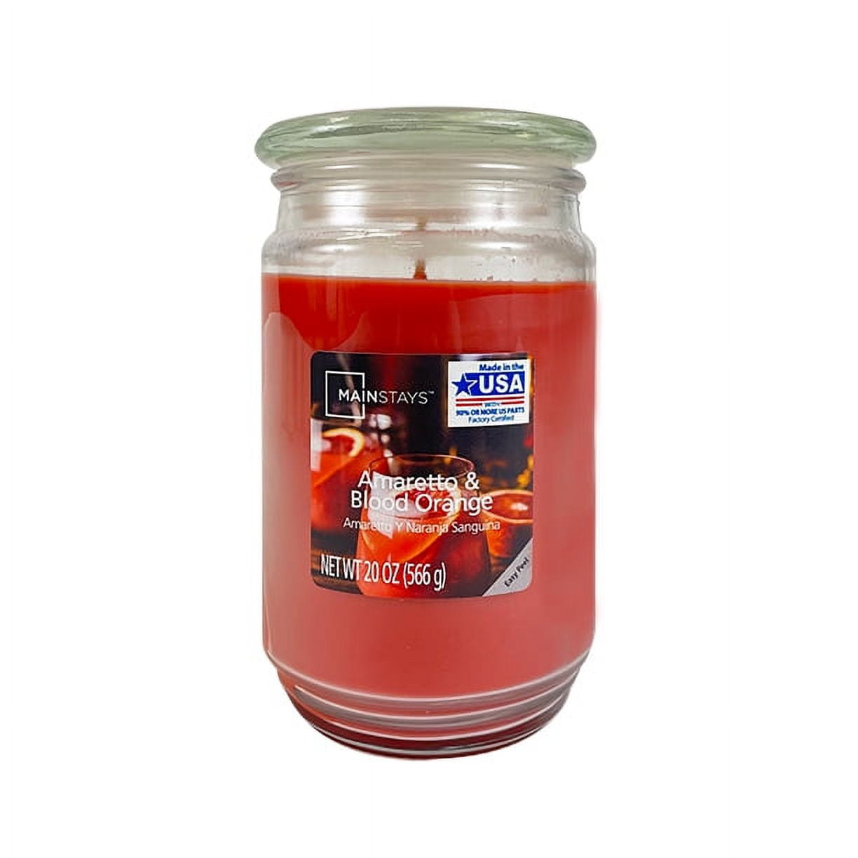 Mainstays Amaretto & Blood Orange Scented Single-Wick Large Glass Jar Candle, 20 oz.