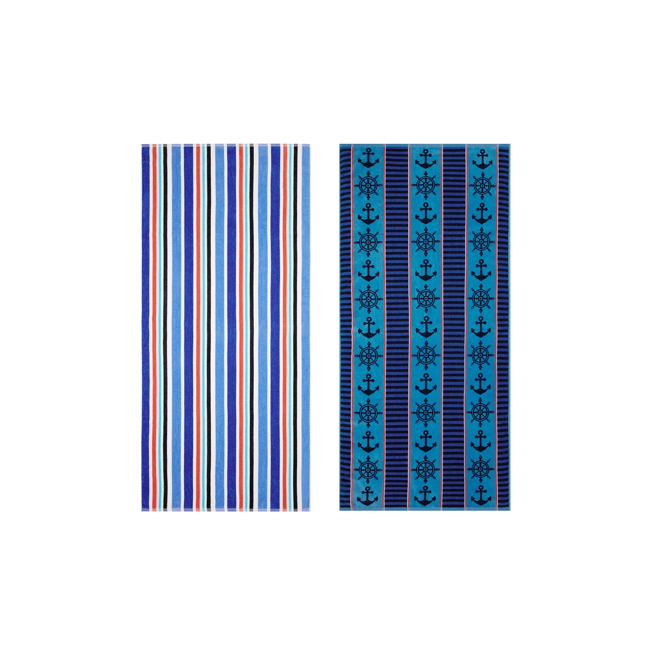 Mainstays Americana Mariner & Stripes Cotton Blend Beach Towels (2 Count)