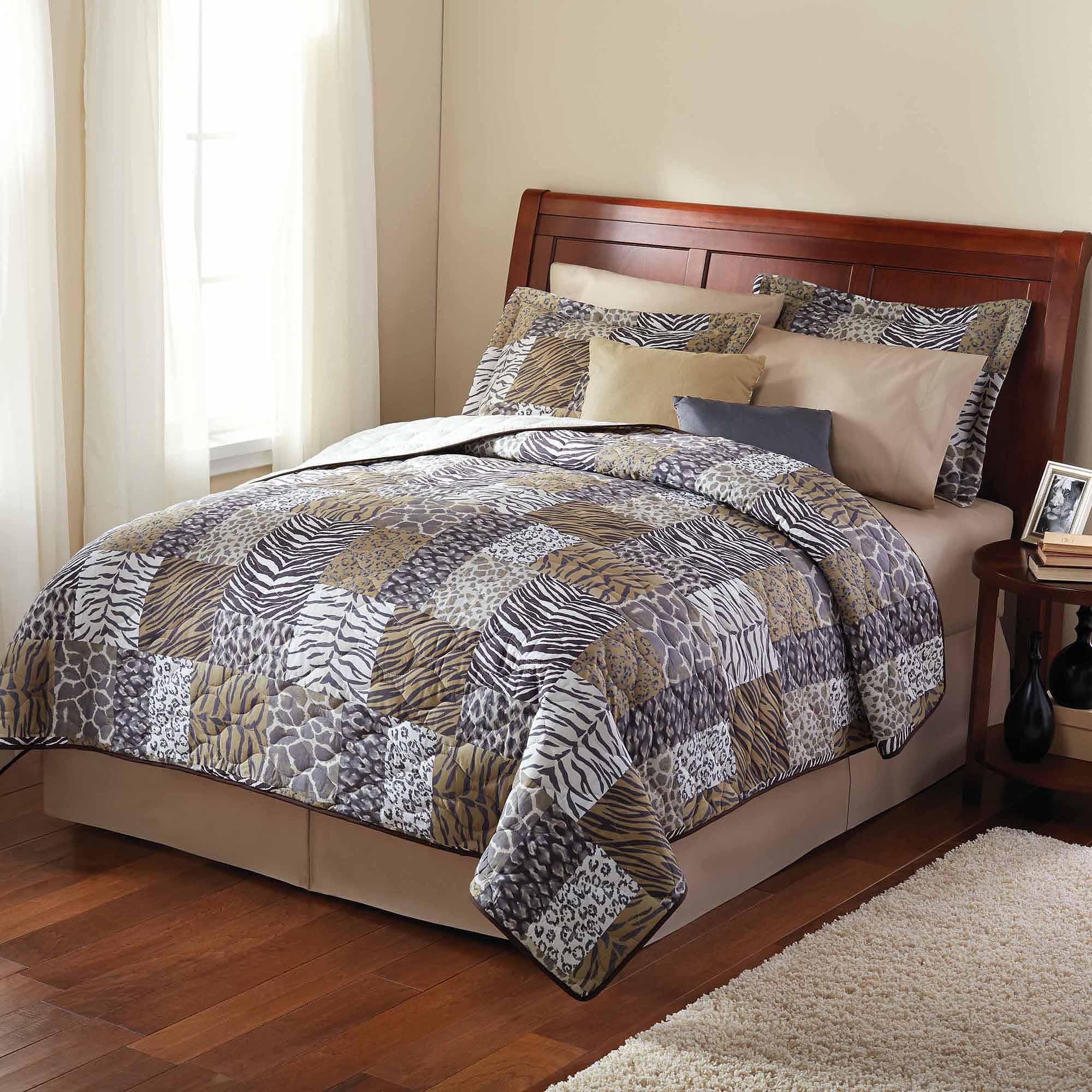 Mainstays Animal Patchwork Bedding Quilt, Brown - image 1 of 1