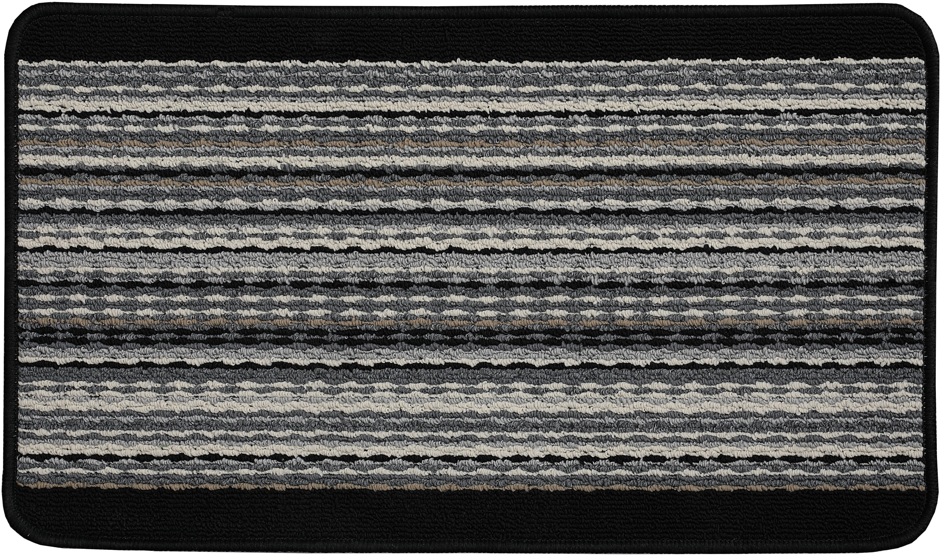 Mainstays Apollo Striped Indoor Polypropylene Area Rug, Black, 17.4" x 30"