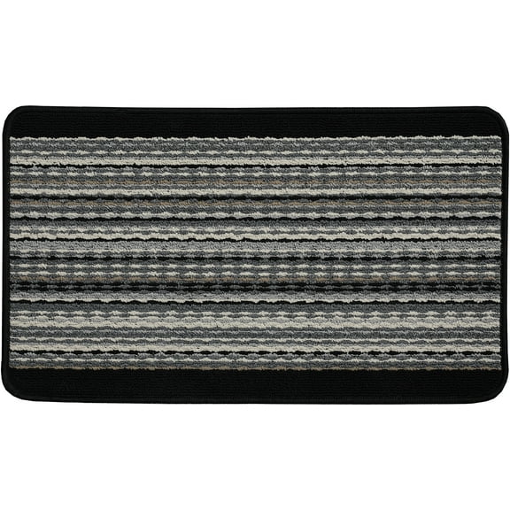 Mainstays Apollo Striped Indoor Polypropylene Area Rug, Black, 17.4" x 30"