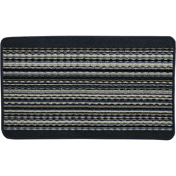Mainstays Apollo Striped Indoor Polypropylene Area Rug, Navy, 17.4" x 30"