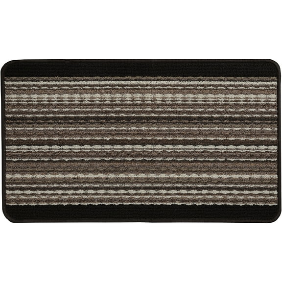 Mainstays Apollo Striped Indoor Polypropylene Area Rug, Tan and Chocolate, 17.4: x 30"