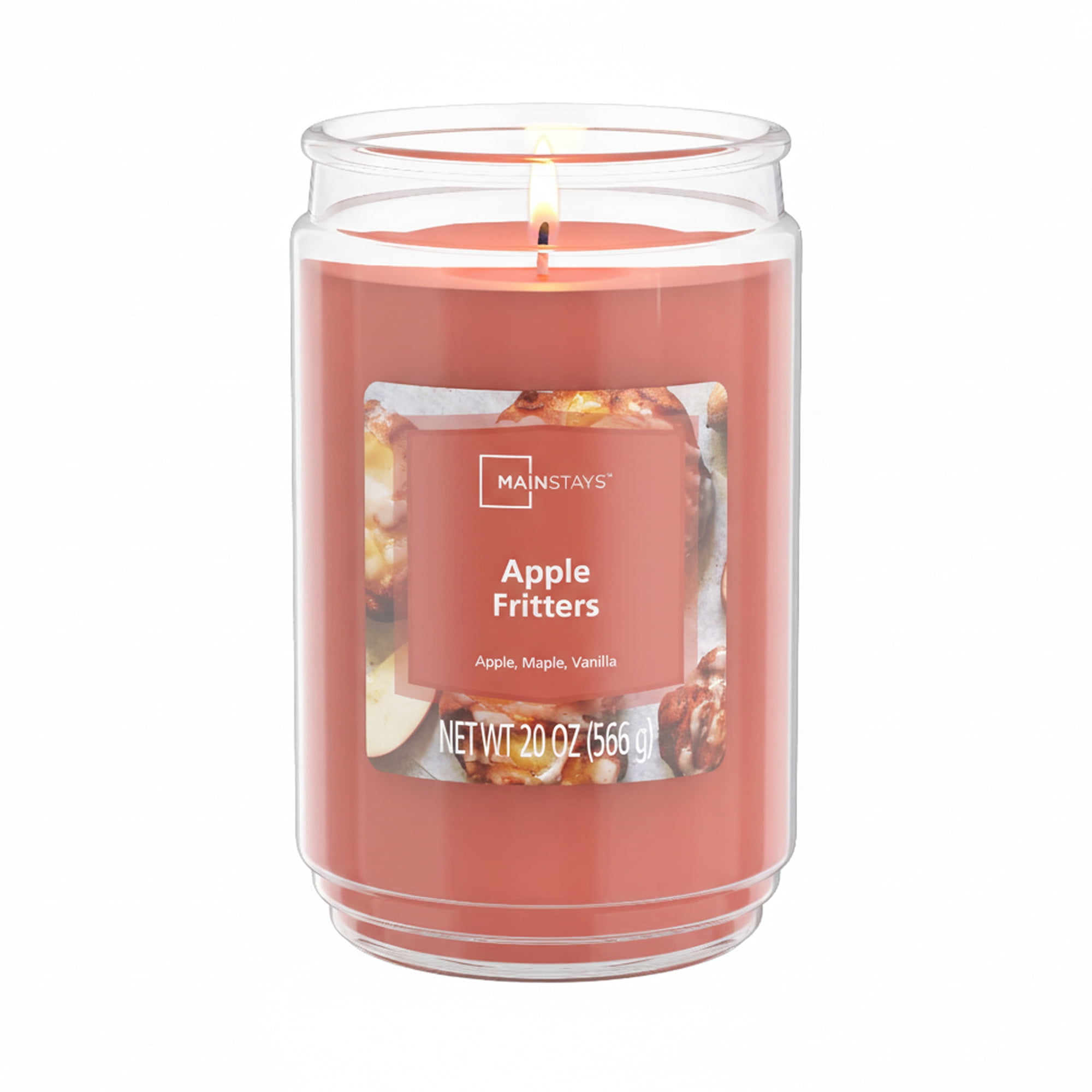 Mainstays Single-Wick Scented Glass Jar Candle, Apple Fritters, 20oz.
