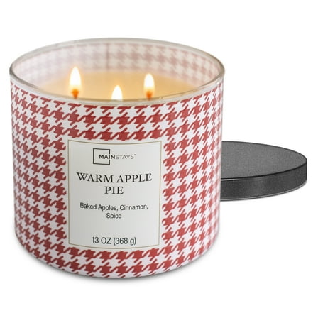 Mainstays Warm Apple Pie Scented 3-Wick Candle, 13 oz.