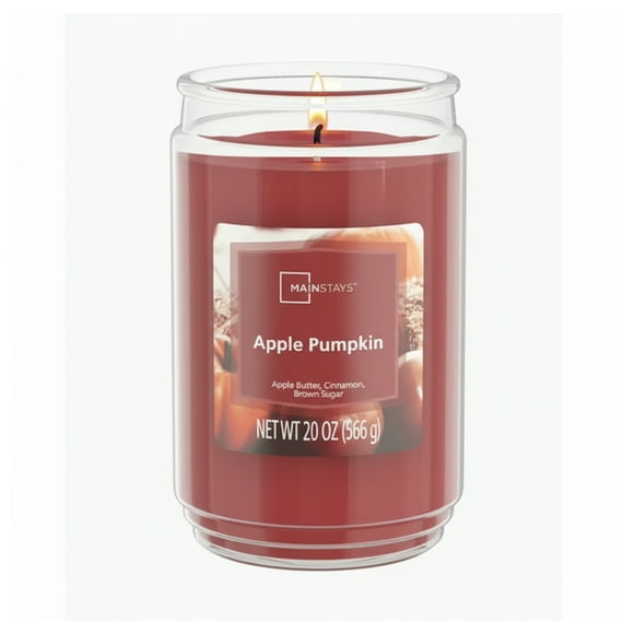 Mainstays Single-Wick Scented Glass Jar Candle, Apple Pumpkin, 20oz.