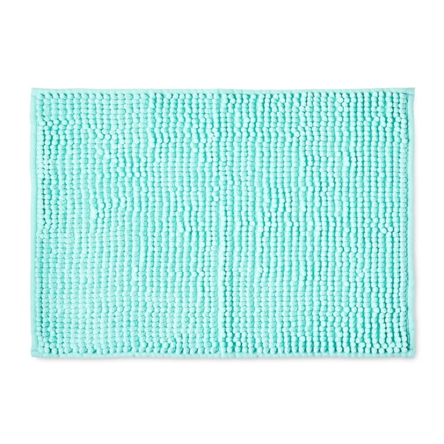 Mainstays Aqua Chenille Noodle Bath Rug, 17" x 24"