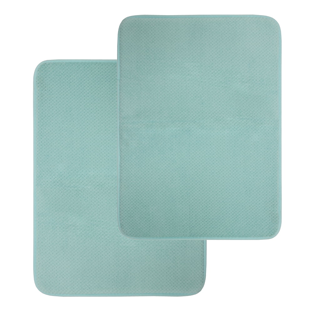 Mainstays Aqua Microfiber Bath Rug, 17" x 23.5", Non-Slip (2-Piece)