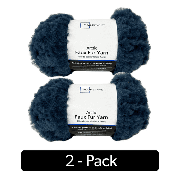 Mainstays Arctic Fur Yarn, 54.7 yd, Navy, 100% Polyester, Super Bulky, Pack of 2