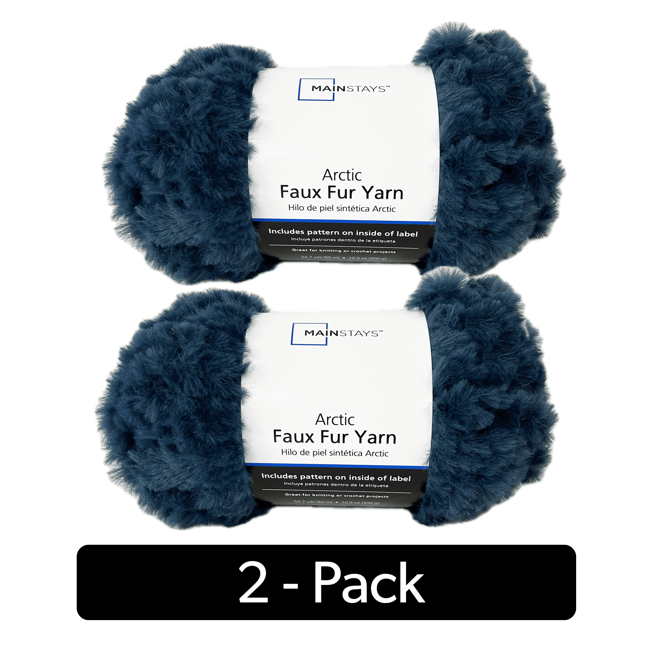 Mainstays Arctic Fur Yarn, 54.7 yd, Turquoise, 100% Polyester, Super Bulky, Pack of 2