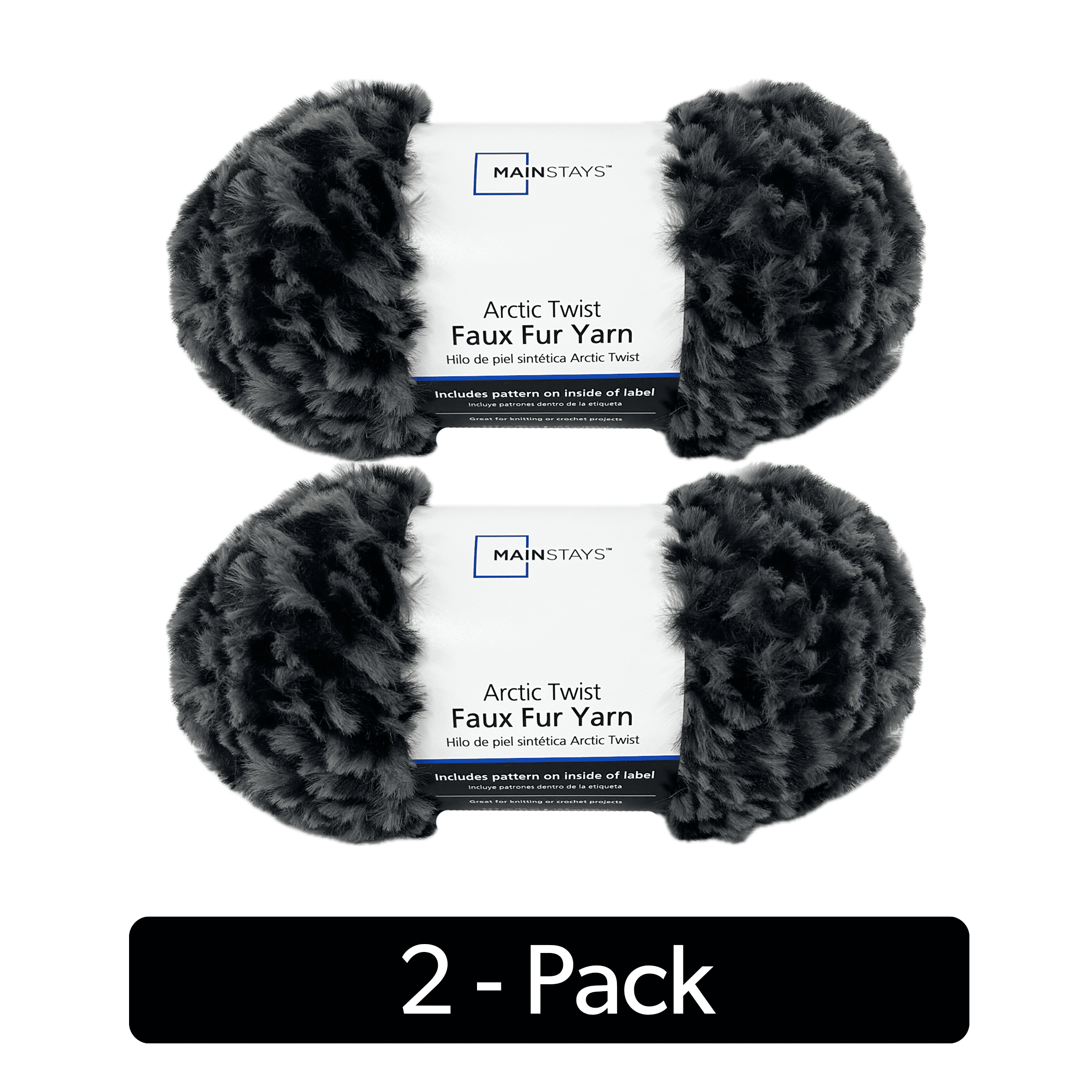 Mainstays Arctic Twist, 54.7 yd, Black, 100% Polyester, Super Bulky, Pack of 2
