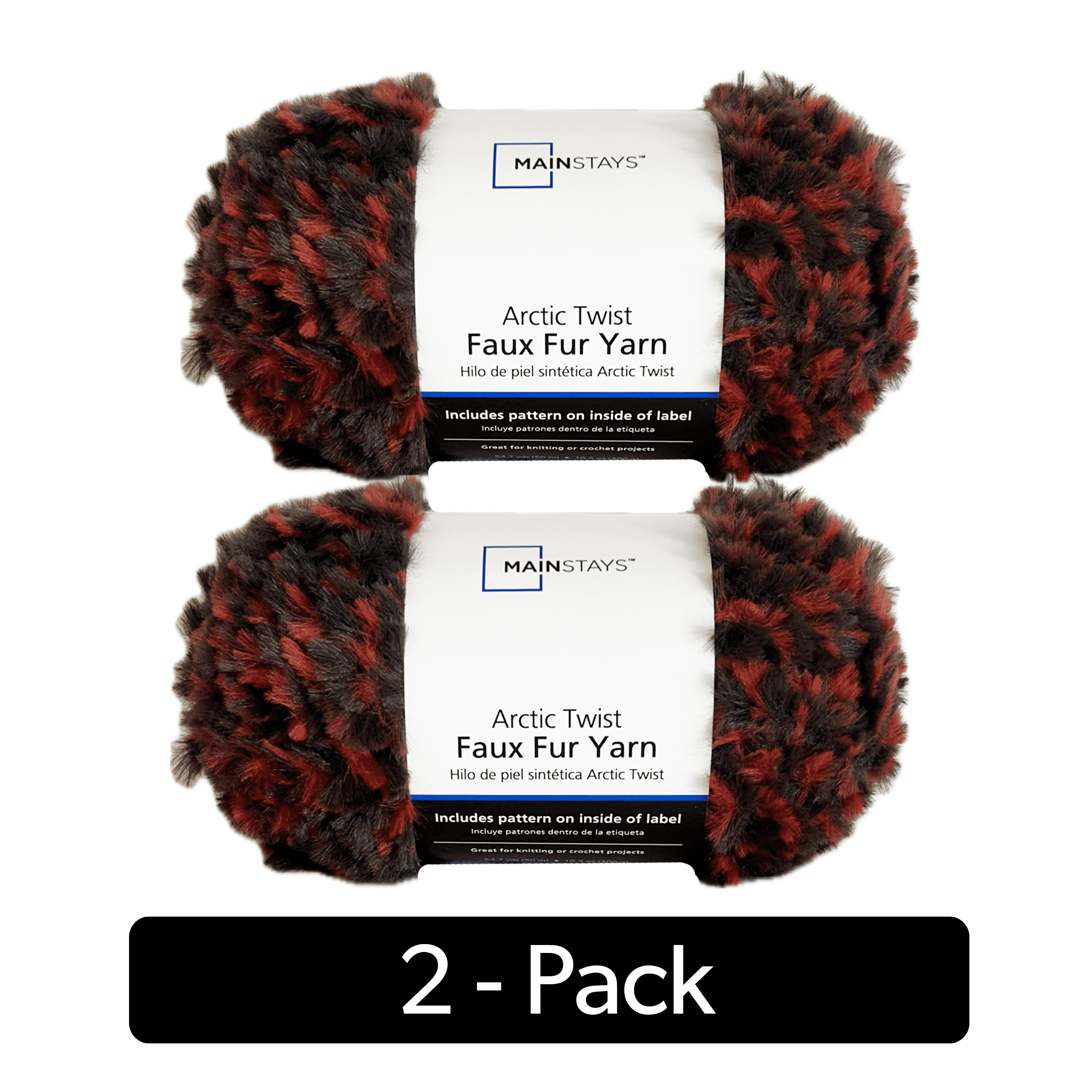Mainstays Arctic Twist, 54.7 yd, Cherry Cola, 100% Polyester, Super Bulky, Pack of 2