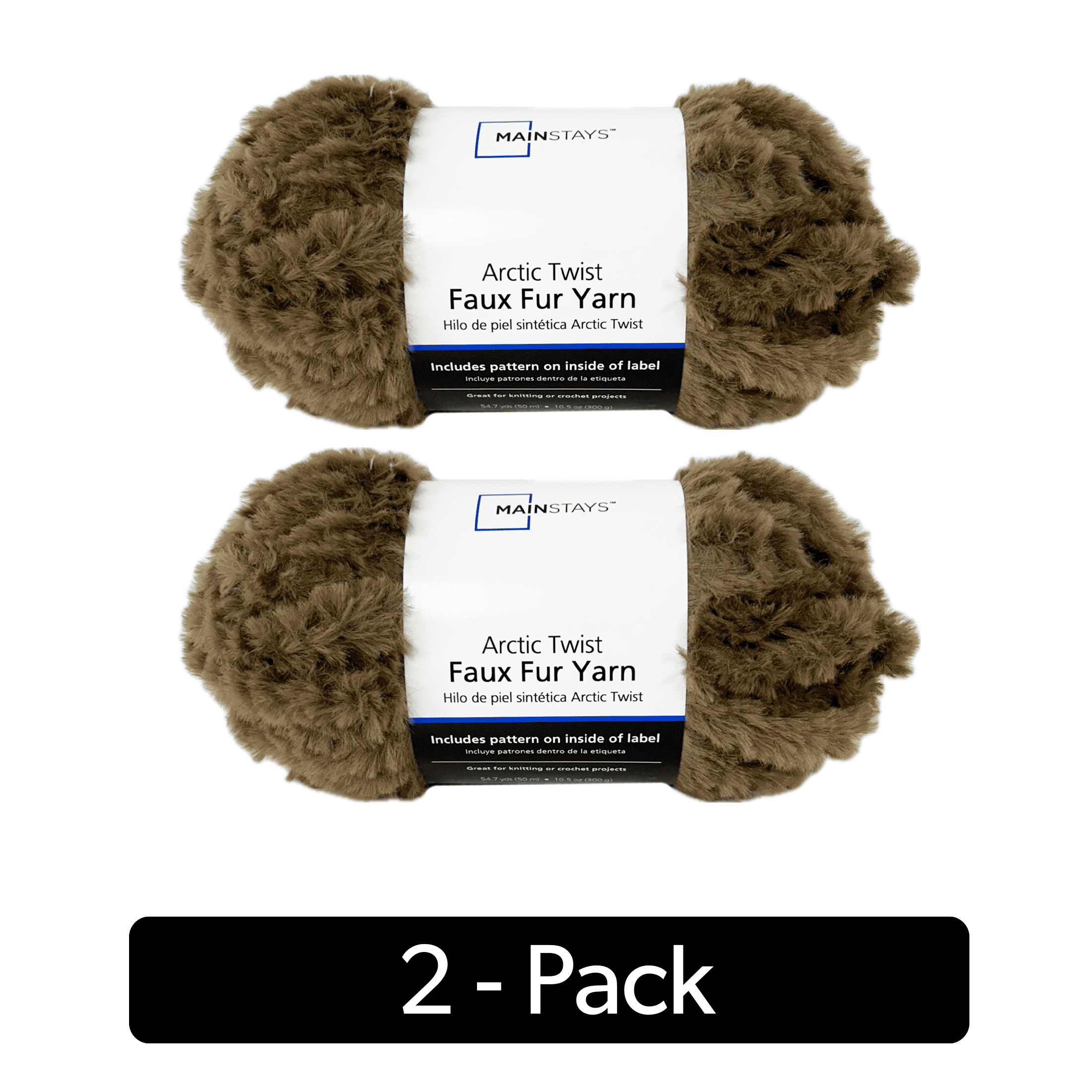 Mainstays Arctic Twist, 54.7 yd, Chocolate, 100% Polyester, Super Bulky, Pack of 2