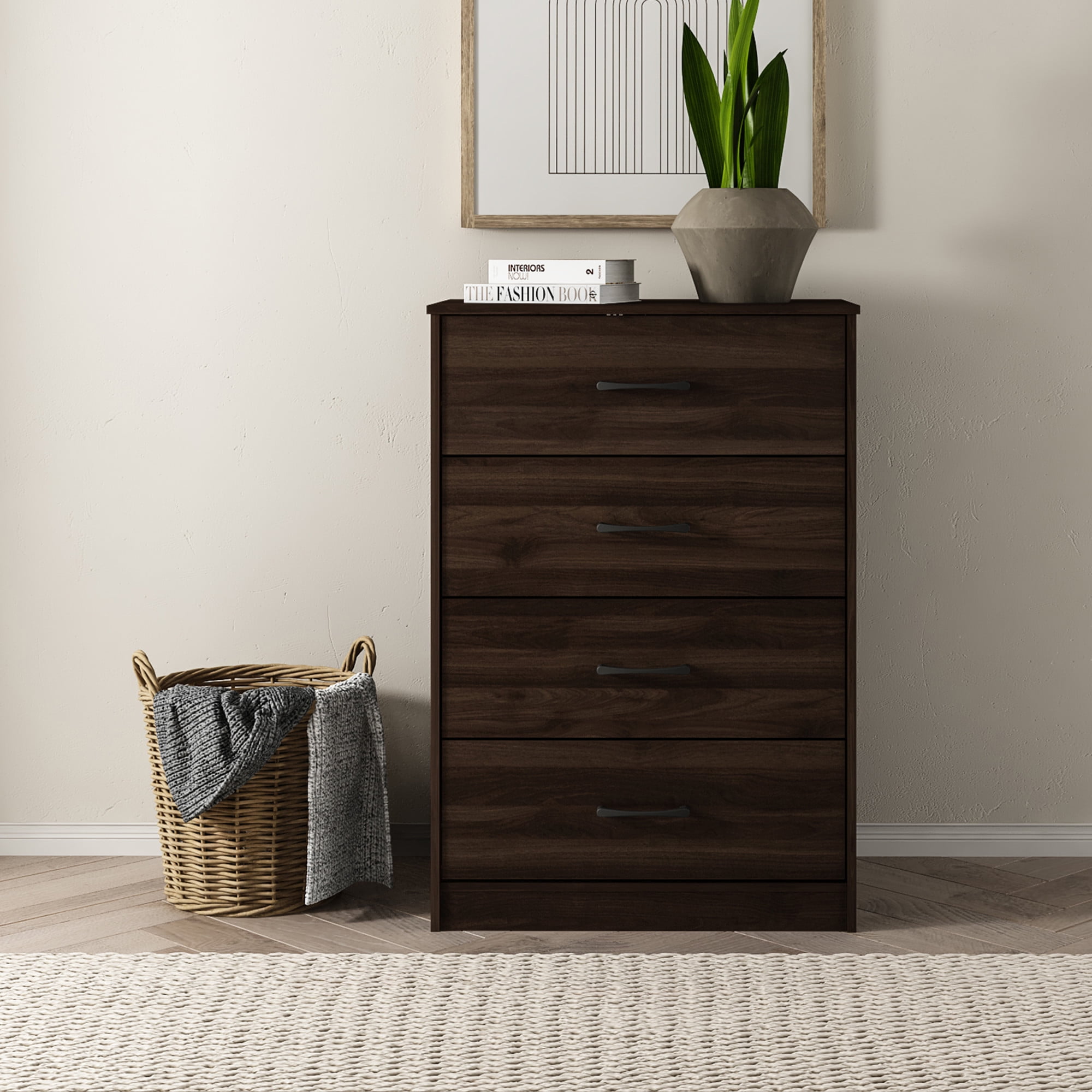 Mainstays Ardent 4 Drawer Dresser Dark Walnut Walmart