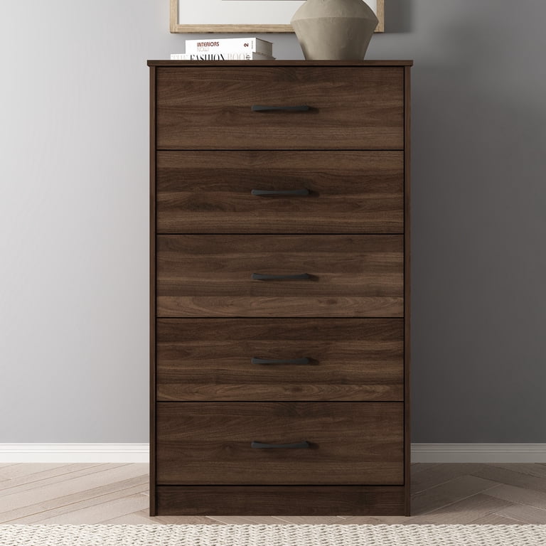 Mainstays Ardent 5 Drawer Dresser, Dark Walnut - Walmart.com Mainstays Ardent 5 Drawer Dresser, Dark Walnut - Walmart.com