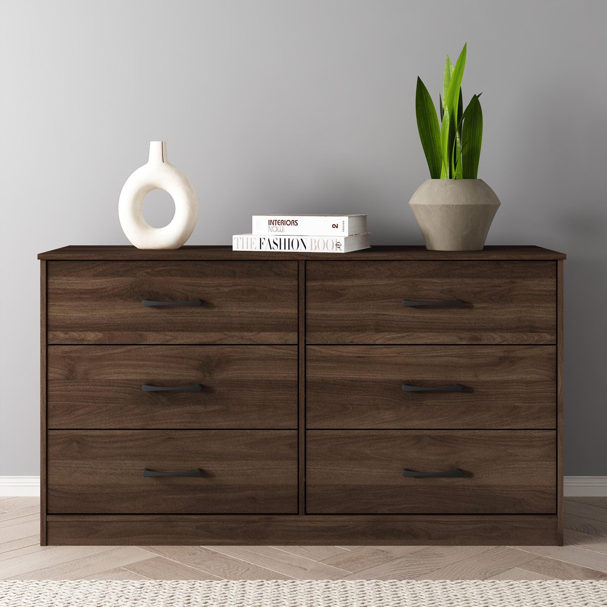 Mainstays Ardent 6 Drawer Dresser, Dark Walnut  (图1)