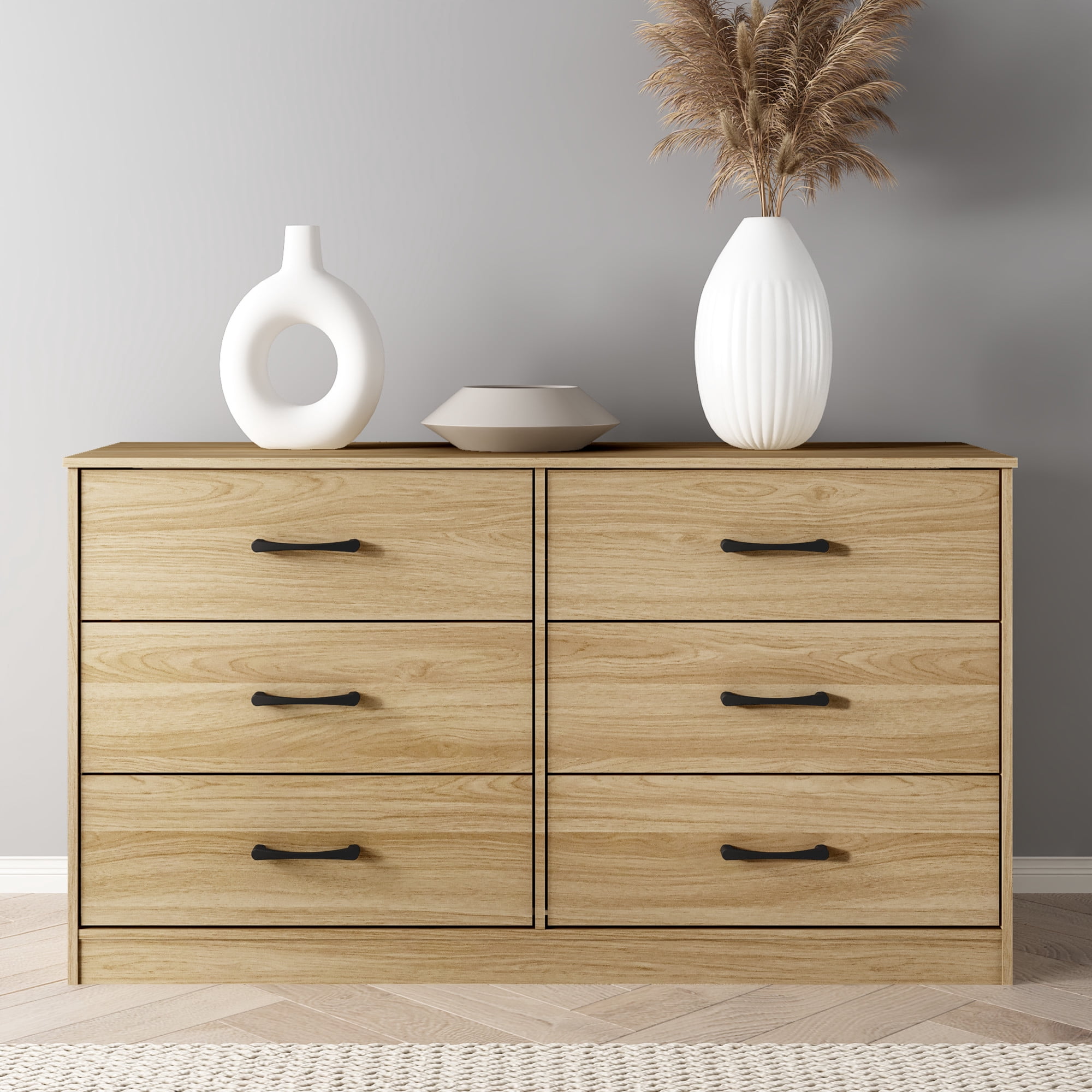 Mainstays Ardent 6 Drawer Dresser, 53.75" Wide, Euro Oak