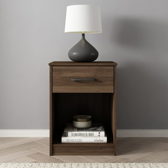 Mainstays Ardent Nightstand with 1 Drawer, Dark Walnut