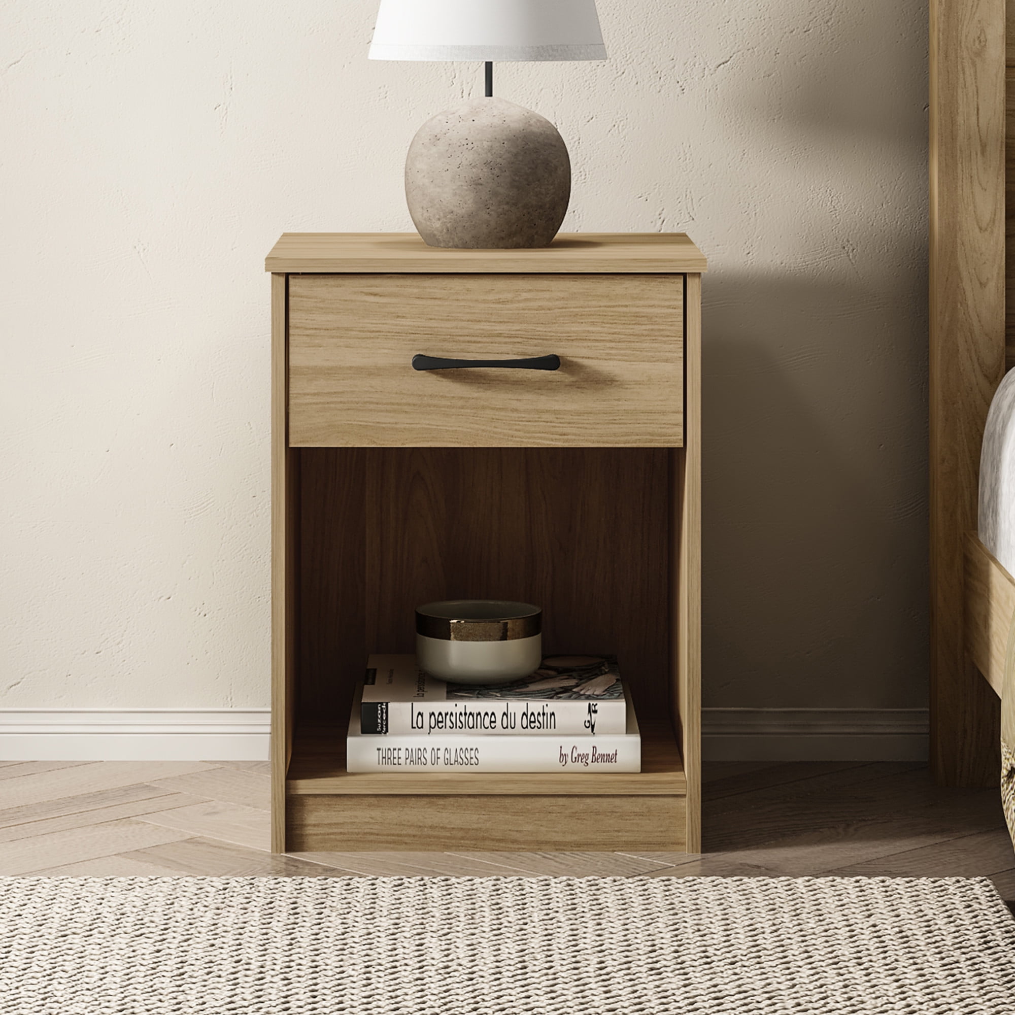 Mainstays Ardent Nightstand with 1 Drawer, Euro Oak