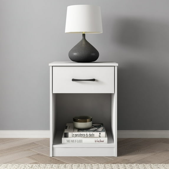 Mainstays Ardent Nightstand with 1 Drawer, White