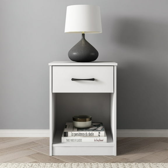 Mainstays Ardent Nightstand with 1 Drawer, White