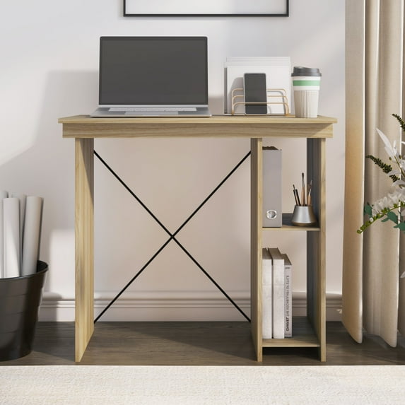 Mainstays Ardent No Tools Small Space Writing Desk, Euro Oak
