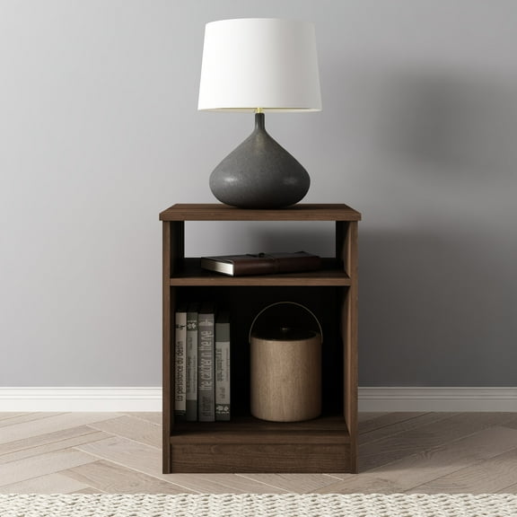 Mainstays Ardent Open Shelf Nightstand, Dark Walnut