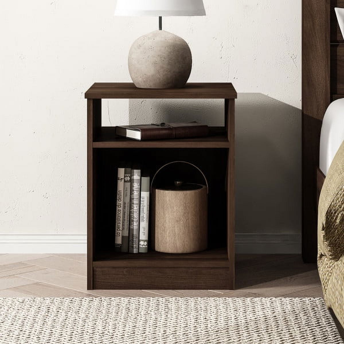 Mainstays Ardent Open Shelf Nightstand, Dark Walnut