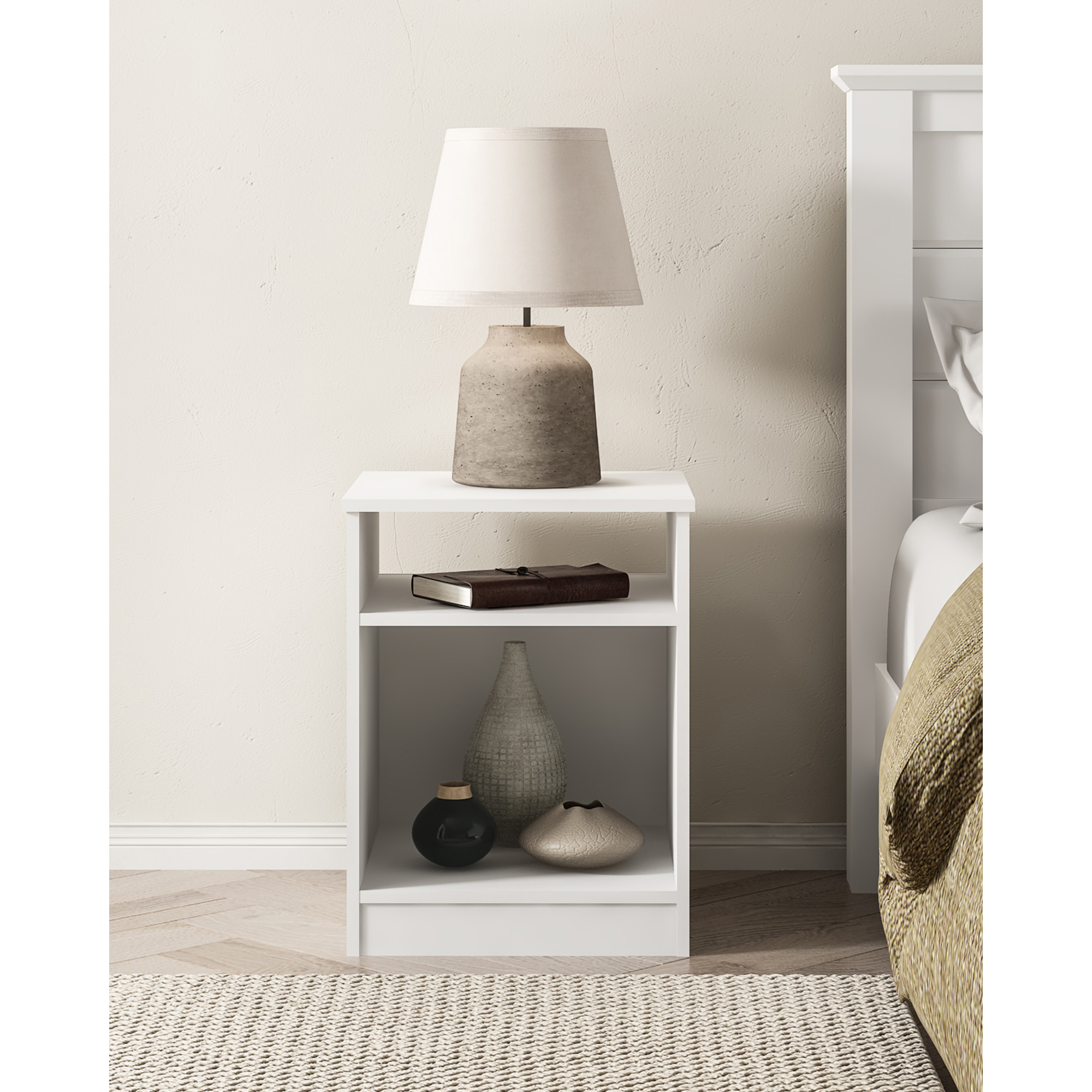 Mainstays Ardent Open Shelf Nightstand, White