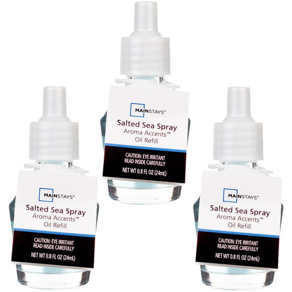 Mainstays Aroma Accents Oil Refill 24 mL, Salted Sea Spray, 3 Pack