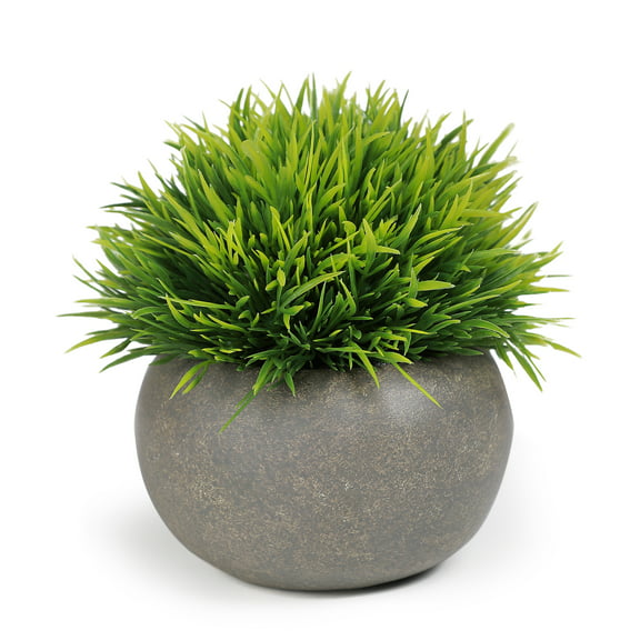 Mainstays Artificial Boxwood Plant With Cement Pot in Gray